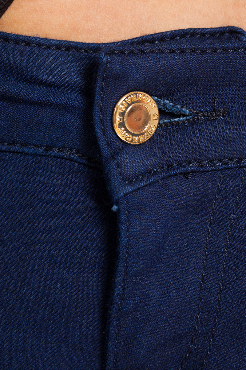 Givenchy Women's Dark Blue Skinny Jeans with Star Patches