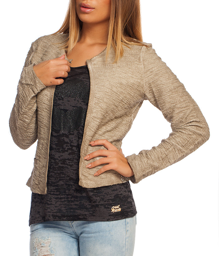 Dsquared2 Women's Beige Textured Cardigan with Sequin Heart