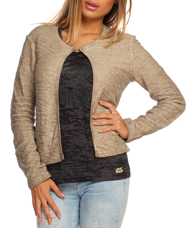 Dsquared2 Women's Beige Textured Cardigan with Sequin Heart