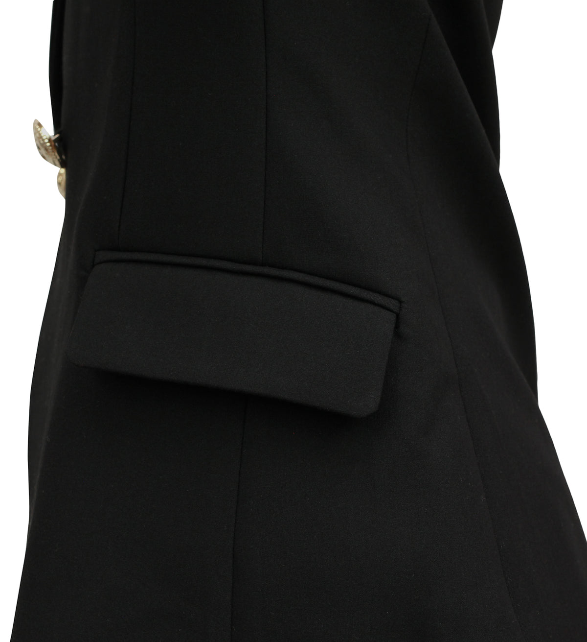 Balmain Women's Black Double-Breasted Blazer with Gold-Tone Buttons