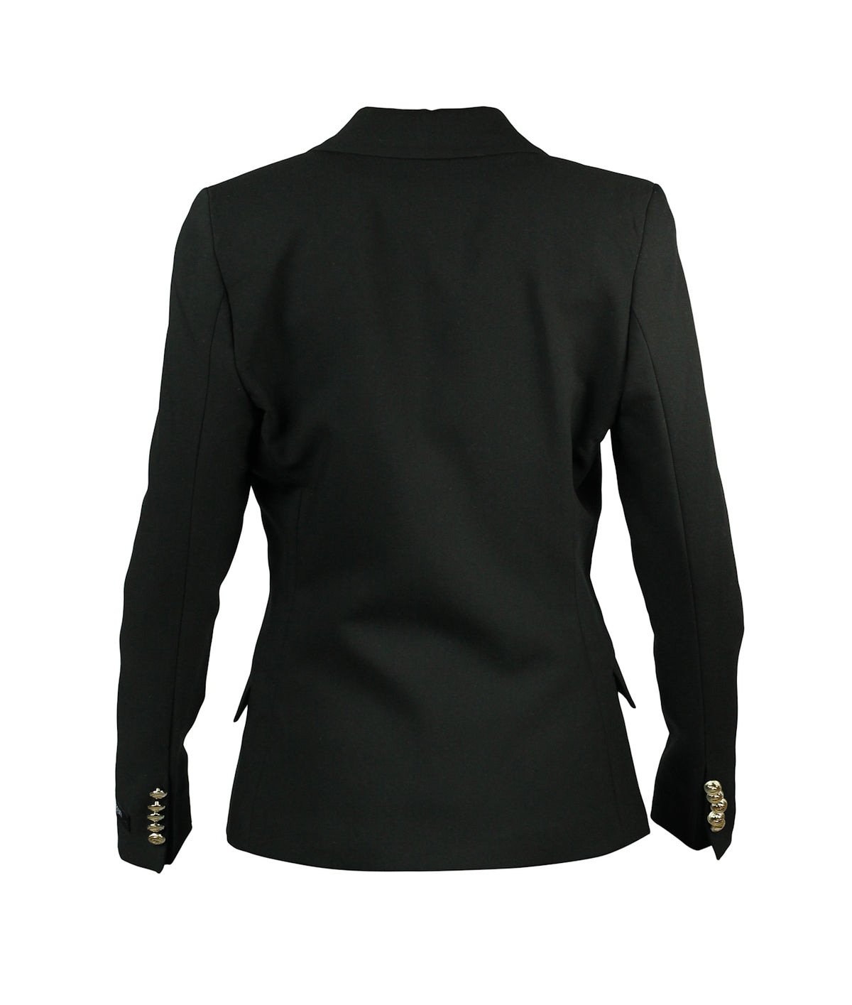 Balmain Women's Black Double-Breasted Blazer with Gold-Tone Buttons